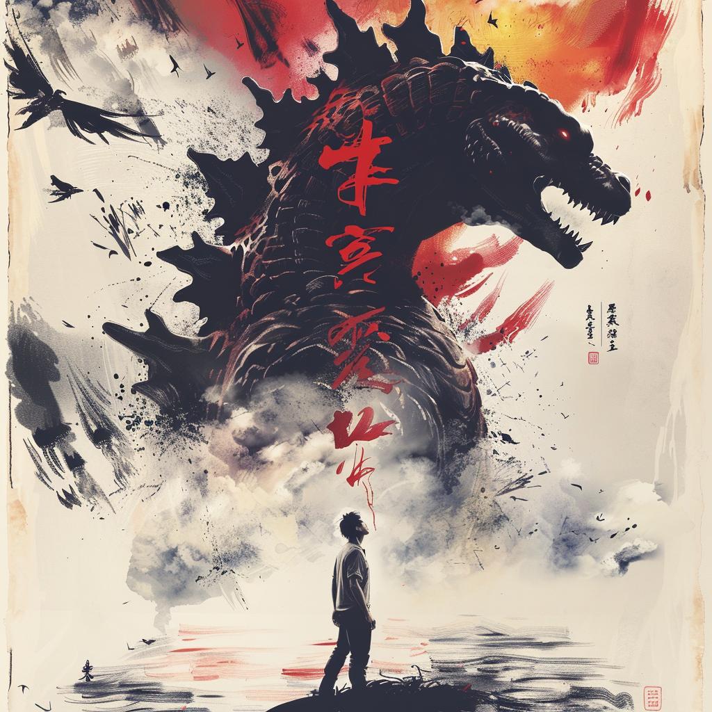 ملصق غودزيلا عتيق، وحوش سينمائية، رسم توضيحي، عمل فني، حنين للماضي، قابل للتجميع، 938452