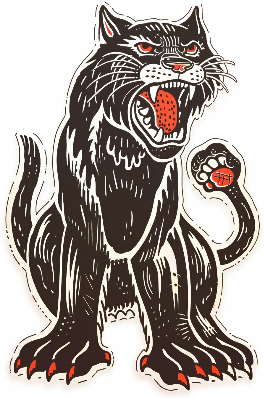 mythical  panther  snarling  upright  black  creature  fantasy  art  sticker  Todd 934407