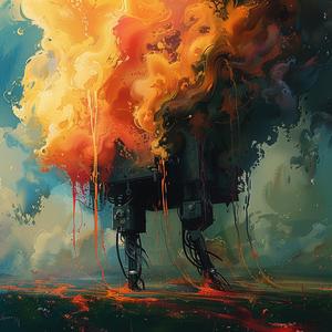 chromolithography  robot  smoke  painting  surreal  dynamic  modern  creativity  colorful  fantasy 1054313