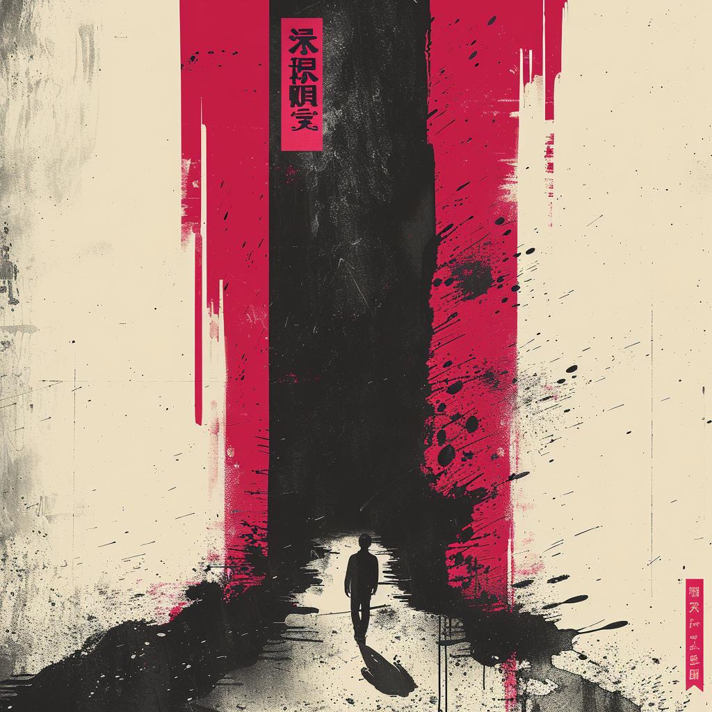 horror  novel  poster  minimalism  black  white  magenta  Japanese  style  illustration 1021146