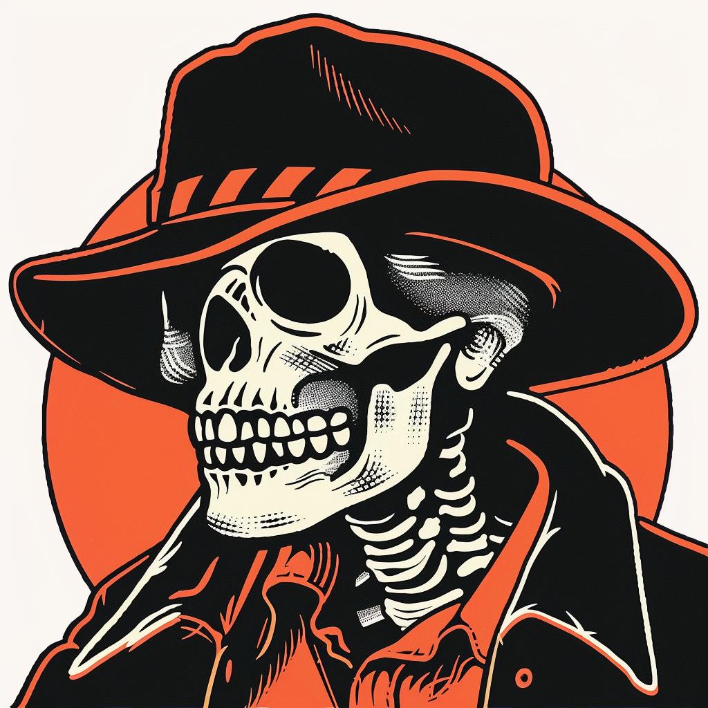 skeleton  hat  suit  elegant  character  humor  graphic  art  illustration  stylized 940126