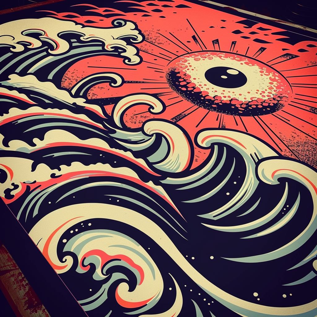 album  cover  pulsar  waves  1970s  Risograph  Symbolist  art  vector  illustration 941589