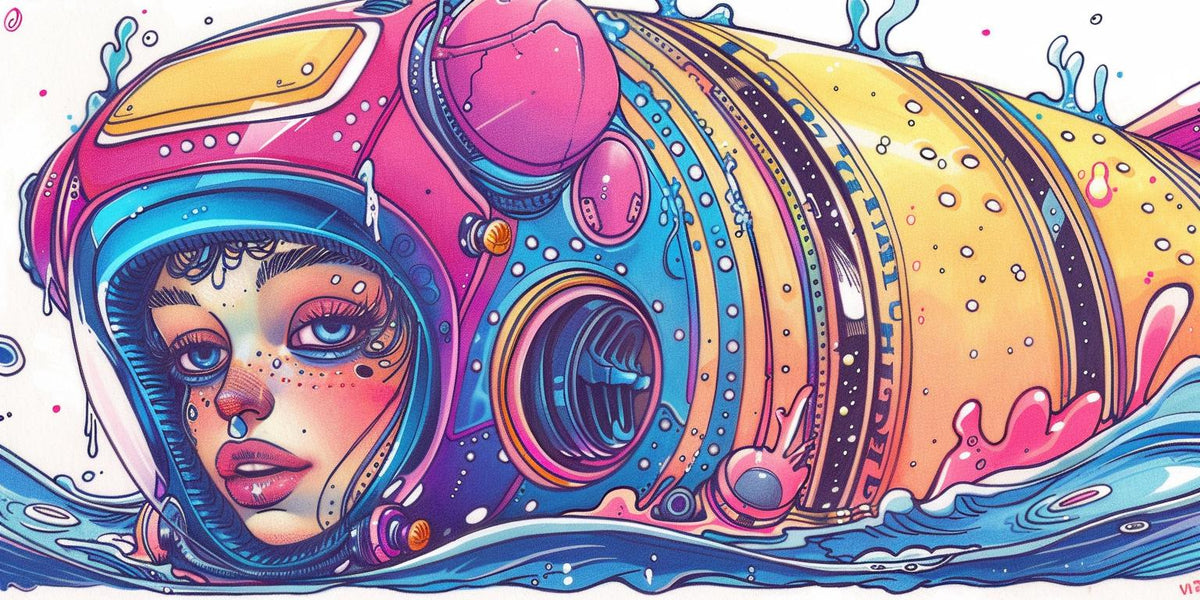 whale  underwater  ocean  girl  space  helmet  marine  illustration  artistic  whimsical 940486