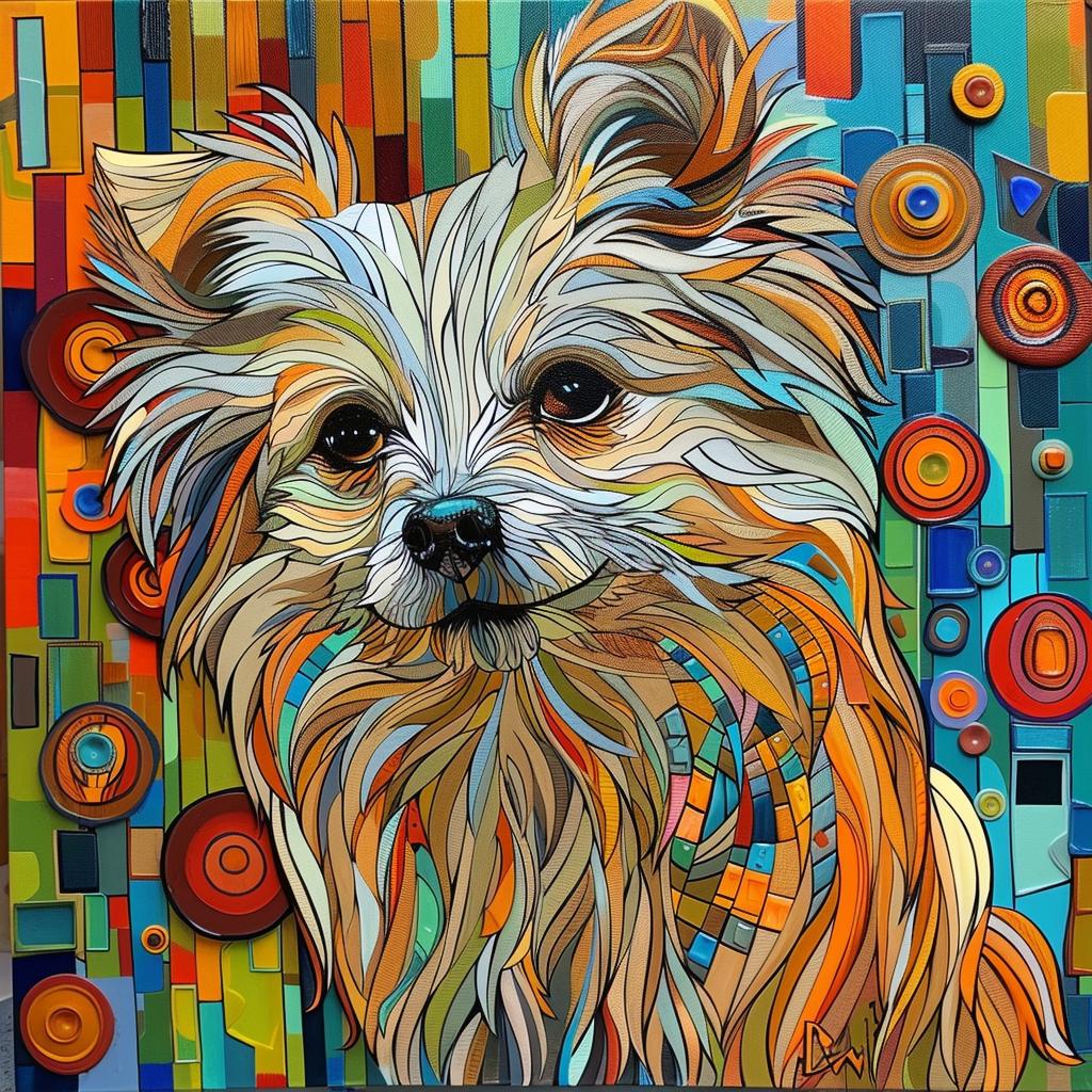 Pomeranian  dog  colorful  circles  metalprint  vibrant  artwork  whimsical  composition  playful 938612
