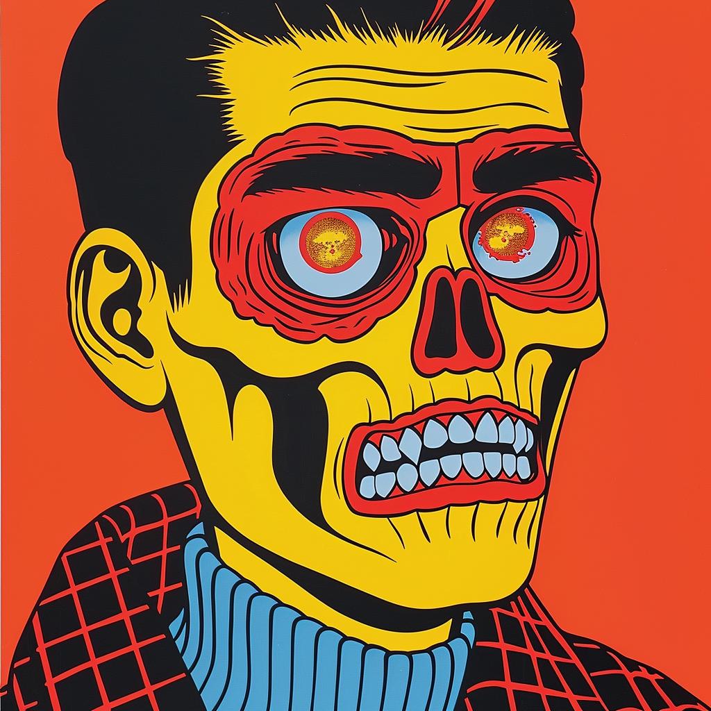 Japanese  horror  poster  skull  face  red  eyes  Junji  Ito  art 1022070