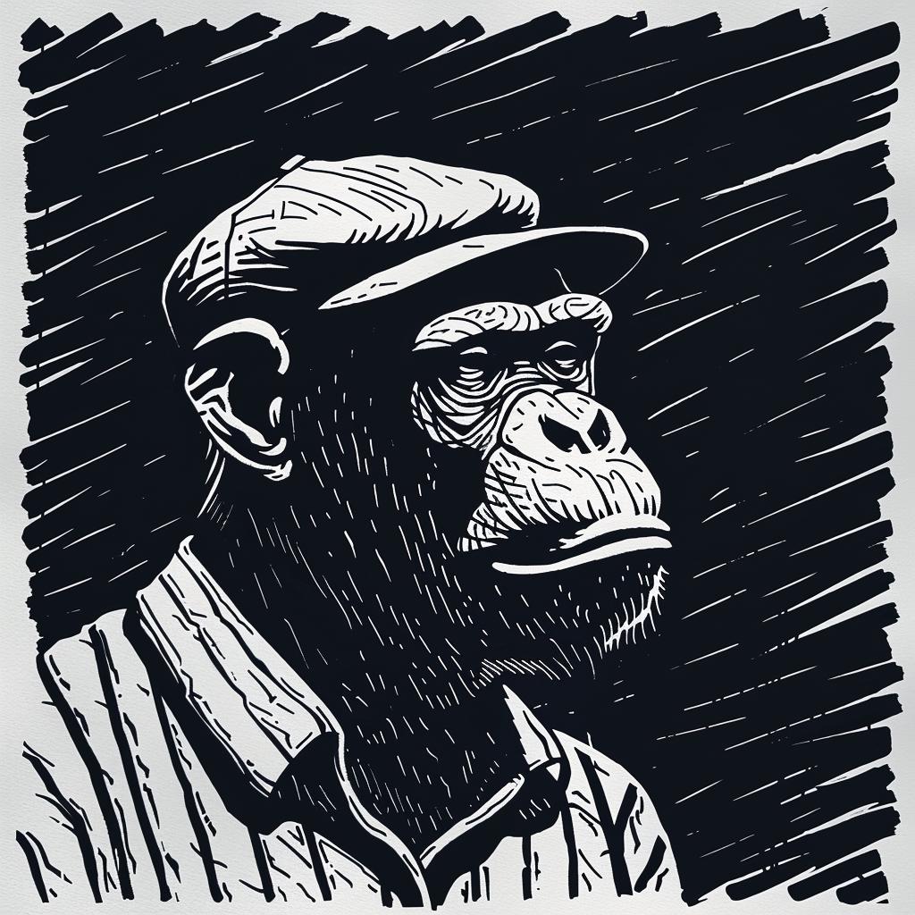 chimp  baseball  hat  drawing  black  white  cartoon  sport  humor  anthropomorphic 1025741