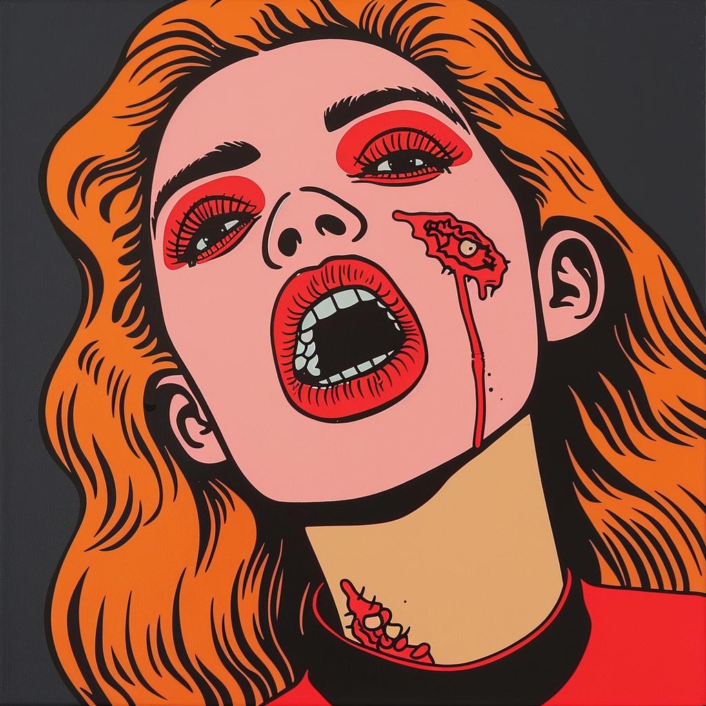 zombie  attack  woman  blood  face  horror  painting  dramatic  expression  art 1022223