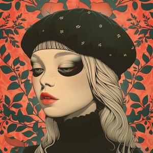 surreal  album  cover  girl  beret  Mitsumasa  Anno  symbolist  hyper-realistic  RGA 1075202