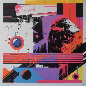 colorful  abstract  face  eye  surreal  album  cover  Risograph  symbolist  hyper-realistic 1079563