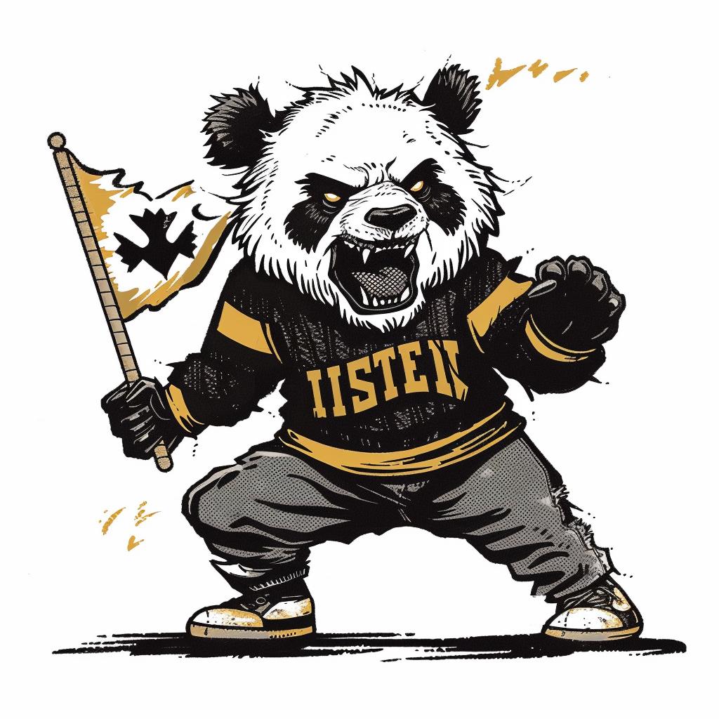 panda  mascot  sweater  dynamic  angry  pennant  black  outline  vintage  illustration 921627