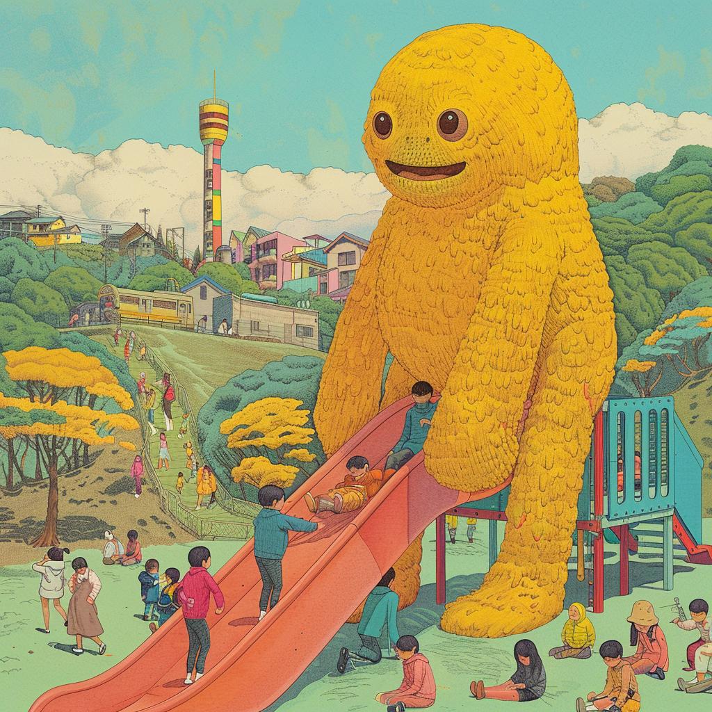 painting  giant  monster  park  children  colorful  humor  art  playground  furry 964087