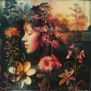 woman  flowers  hair  chromolithography  colorful  portrait  nature  elegant  vibrant  feminine 1060711