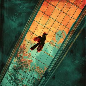 bird  window  sky  red  motion  atmospheric  chromolithography  flight  dynamic  colorful 1040057