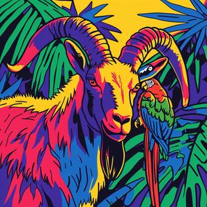 goat  parrot  colorful  tropical  island  foliage  vibrant  nature  wildlife  cheerful 1072433