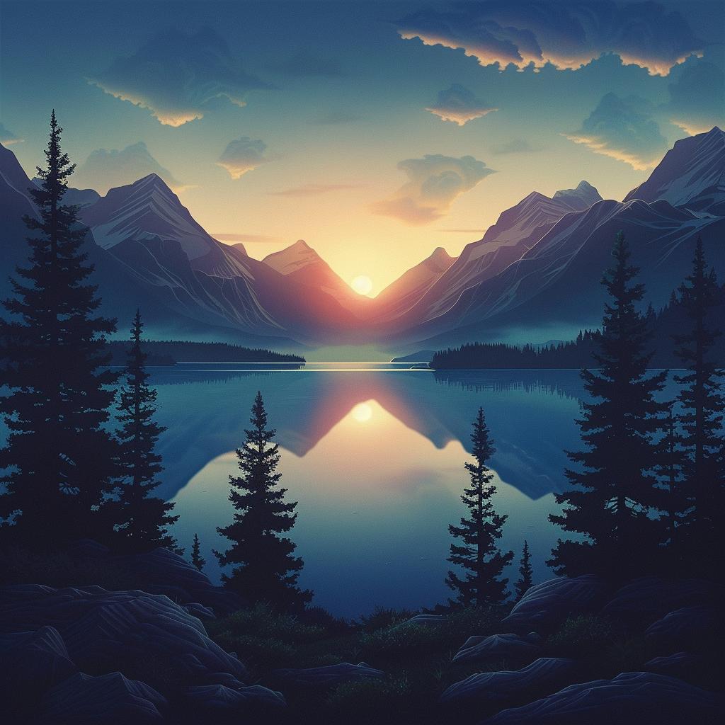 rocky  mountains  lake  sunset  forest  flora  fauna  landscape  nature  8k 1026292