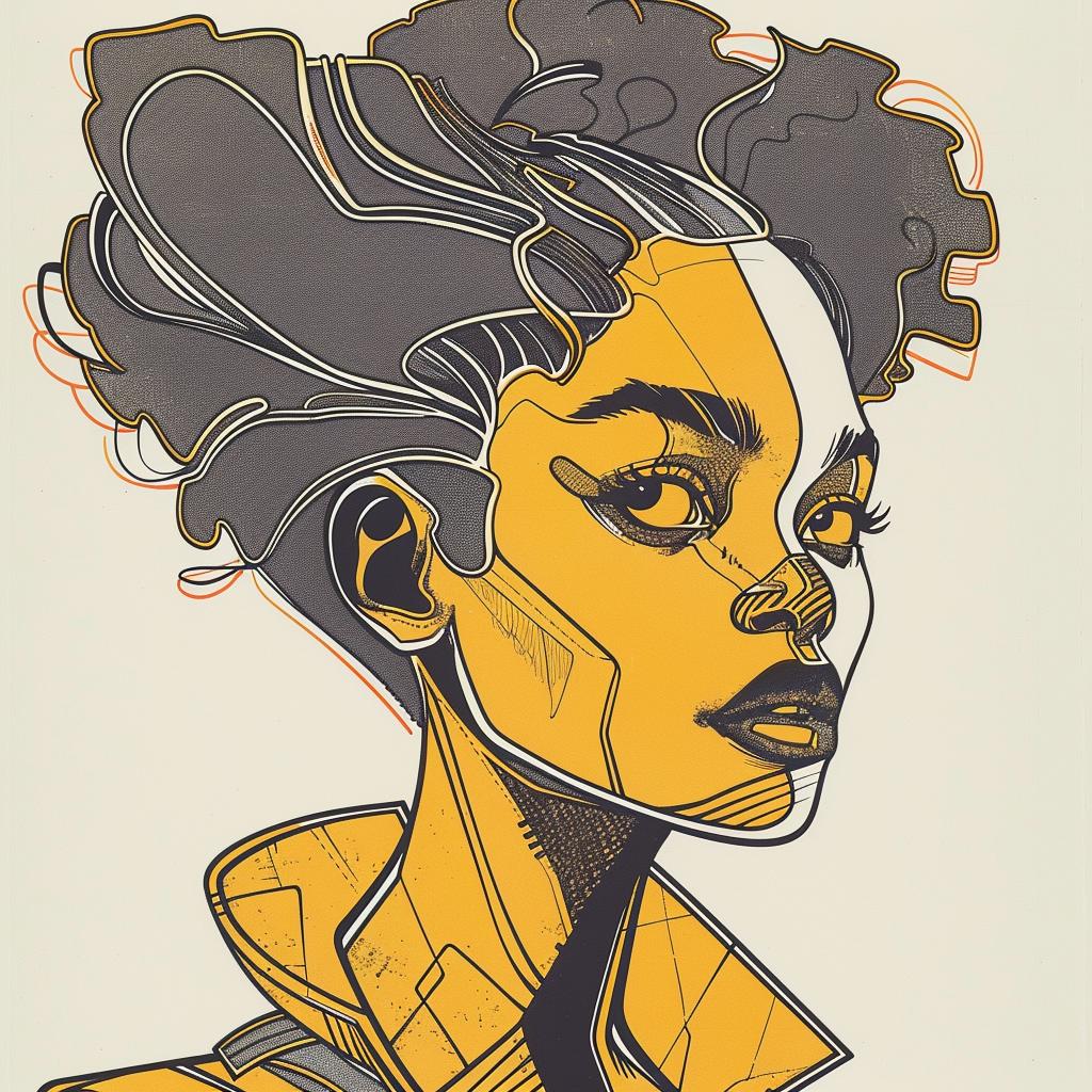 popart  model  portrait  african-american  afro  hair  Norman  Rockwell  illustration  white 938404