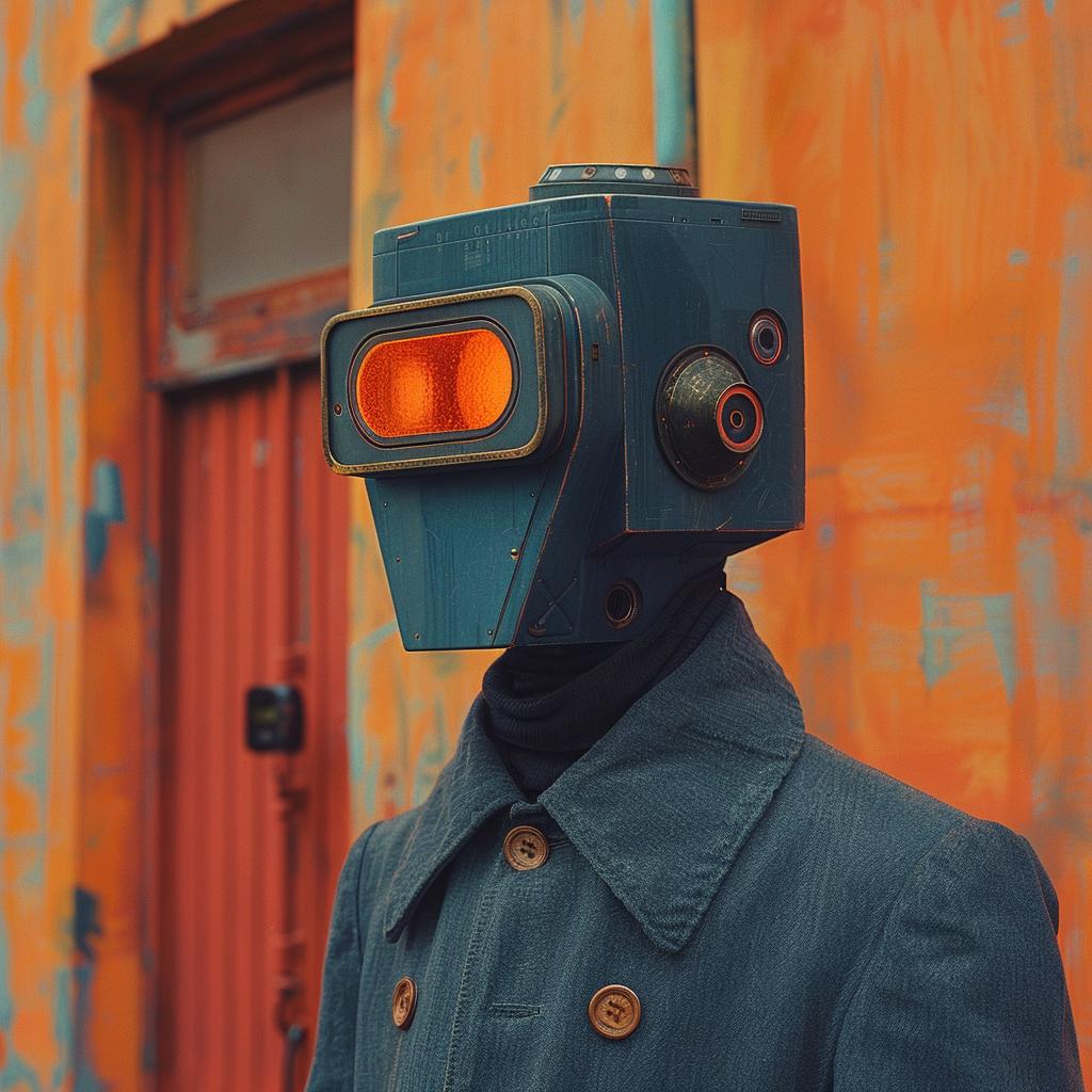 blue  orange  double  exposure  surreal  robot  NYC  lighting  sharp  glow 1031700