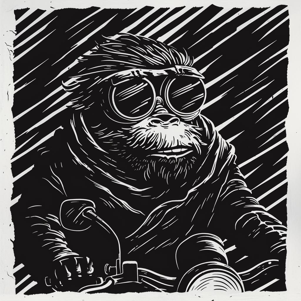 anthropomorphic  chimp  motorcycle  scarf  goggles  riding  rain  animated  comical  playful 1025925