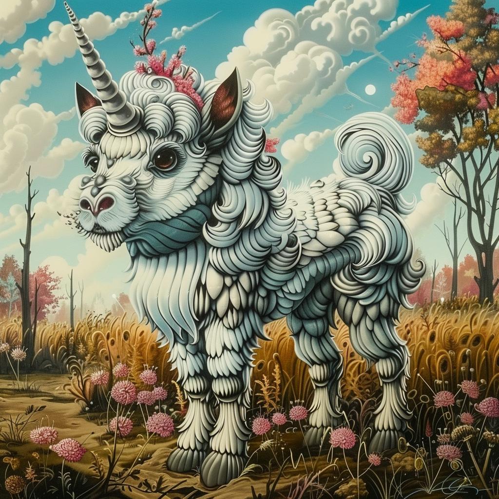 mythical  creature  hybrid  unicorn  field  painting  nature  fantasy  unique  animal 941390