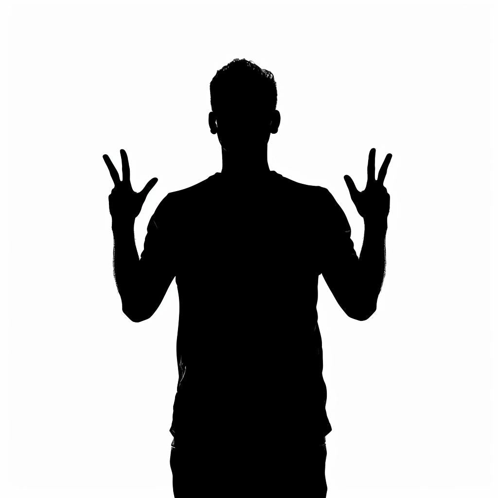 silhouette  ASL  man  two  fingers  solid  black  illustration  white  background 954078