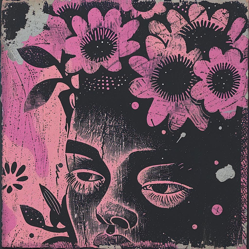 dada  surreal  woman  flowers  pink  black  creative  artwork  symbolism  Ukiyo-e 916583