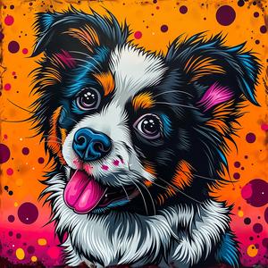 border  collie  dog  cute  adorable  canvas  artwork  canine  colorful  painting 1037461