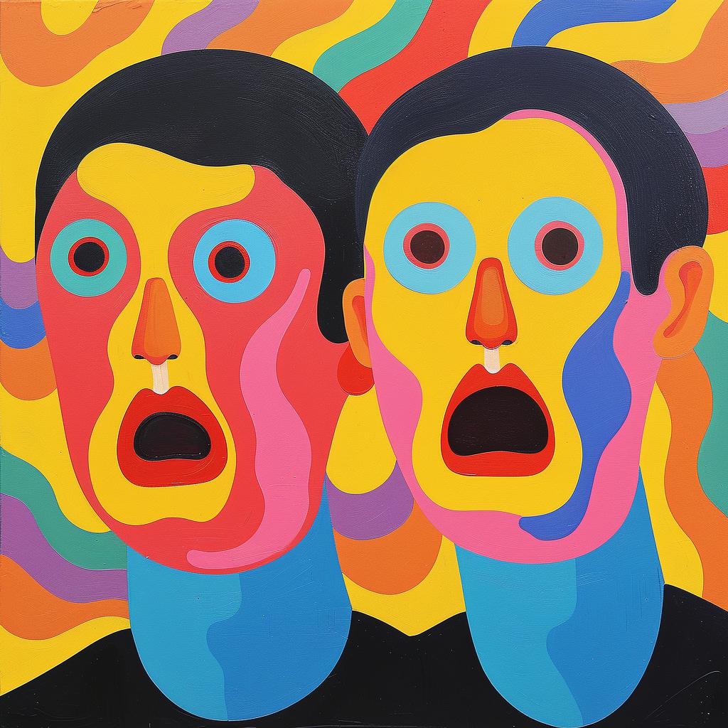surreal  album  cover  abstract  expressionism  colorful  faces  eyes  vibrant  art 977490