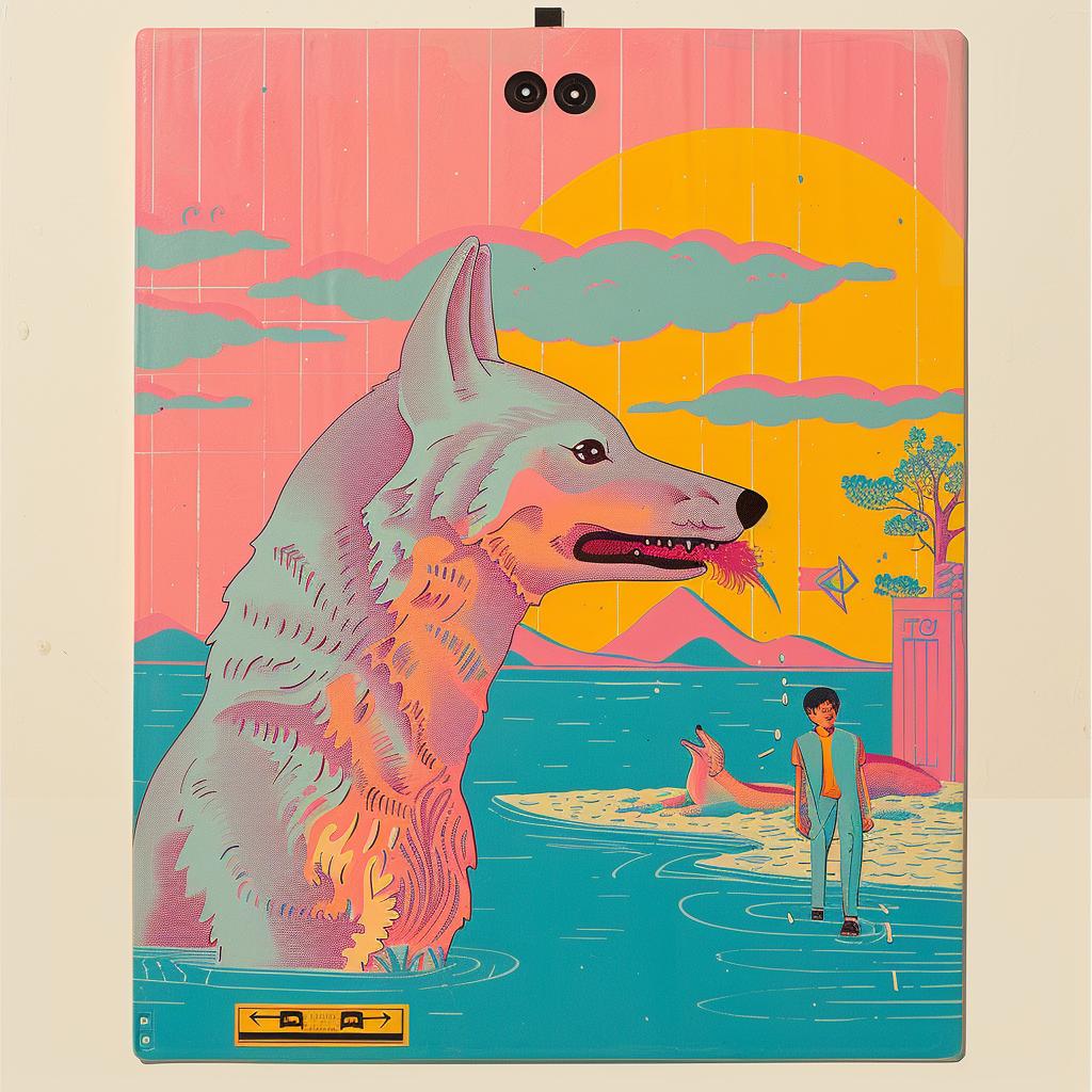 surreal  album  cover  beach  dog  landscape  playful  colorful  friendship  vacation 1018996