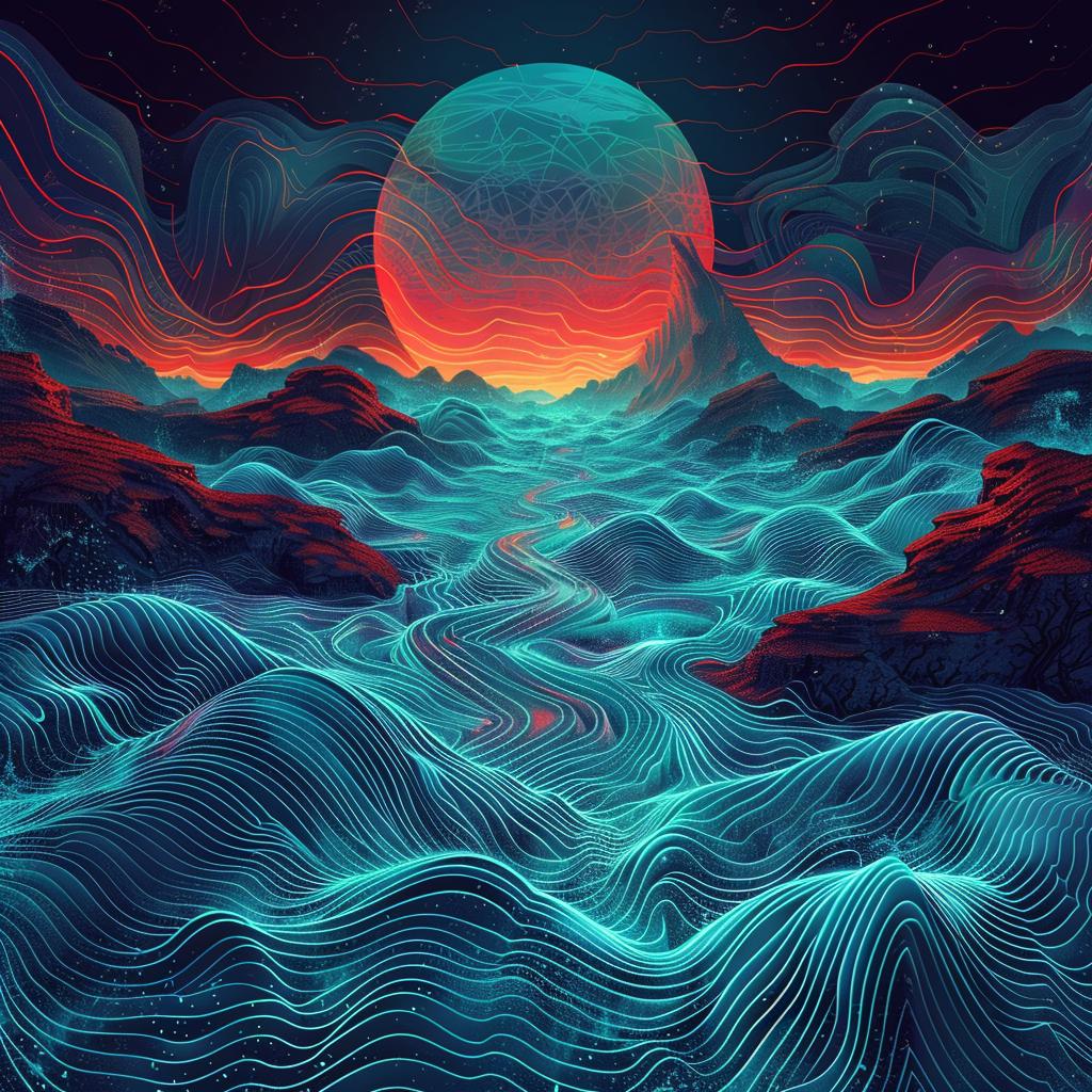 Moon  Waves  Digital  Painting  Surreal  Minimal  Nature  Night  Symbolism  Ukiyo-e 916241