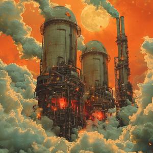 factory  smoke  industrial  abstract  minimalism  negative  space  clouds  detailed  blue 1040520