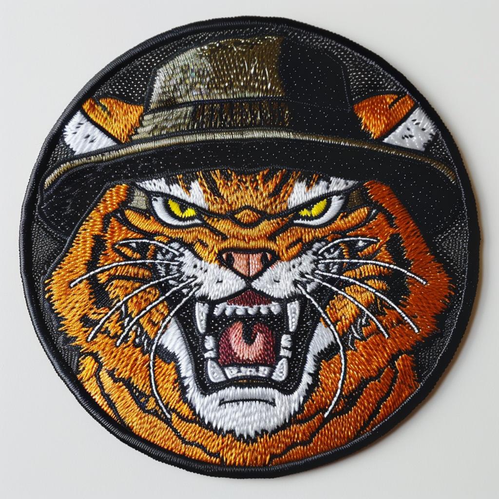 patch  tiger  hat  streetwear  chenille  contrasting  colors  angry  minimal  stitches 955133