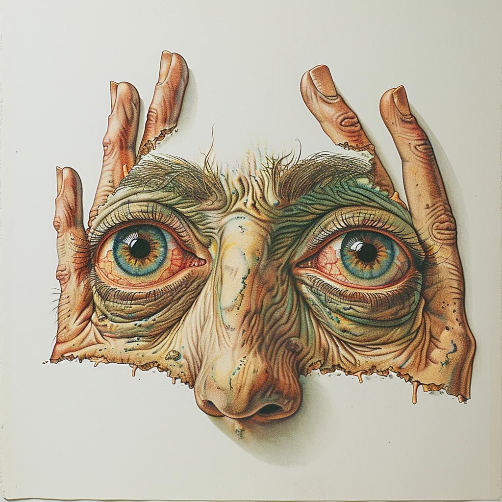 رسومات وجه عيون أيادي سريالية خلفية بيضاء مخطوطة أصابع مزعجة 971371