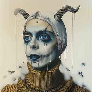painting  woman  horns  blue  face  fantasy  artwork  portrait  illustration  color 1073583