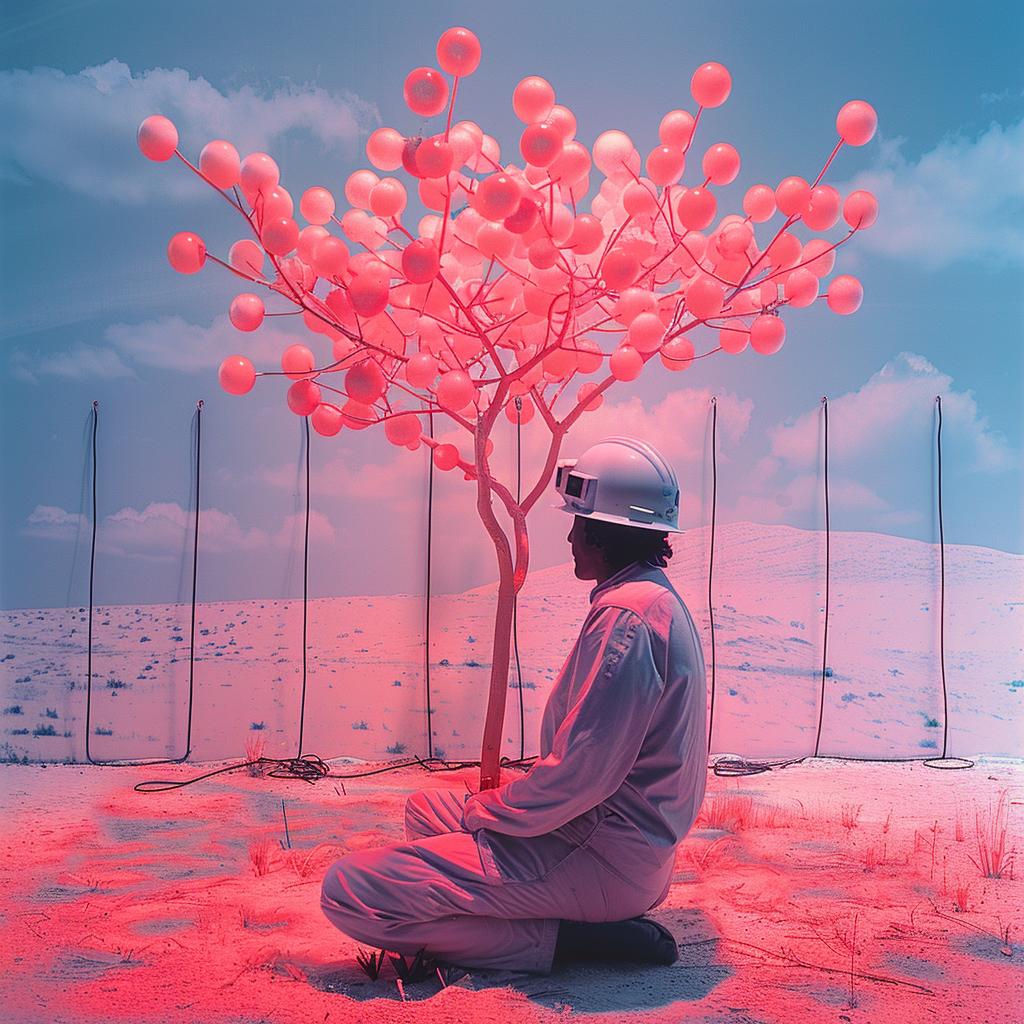 man  tree  balloons  sitting  outdoors  surreal  photography  colorful  whimsical  creative 976541