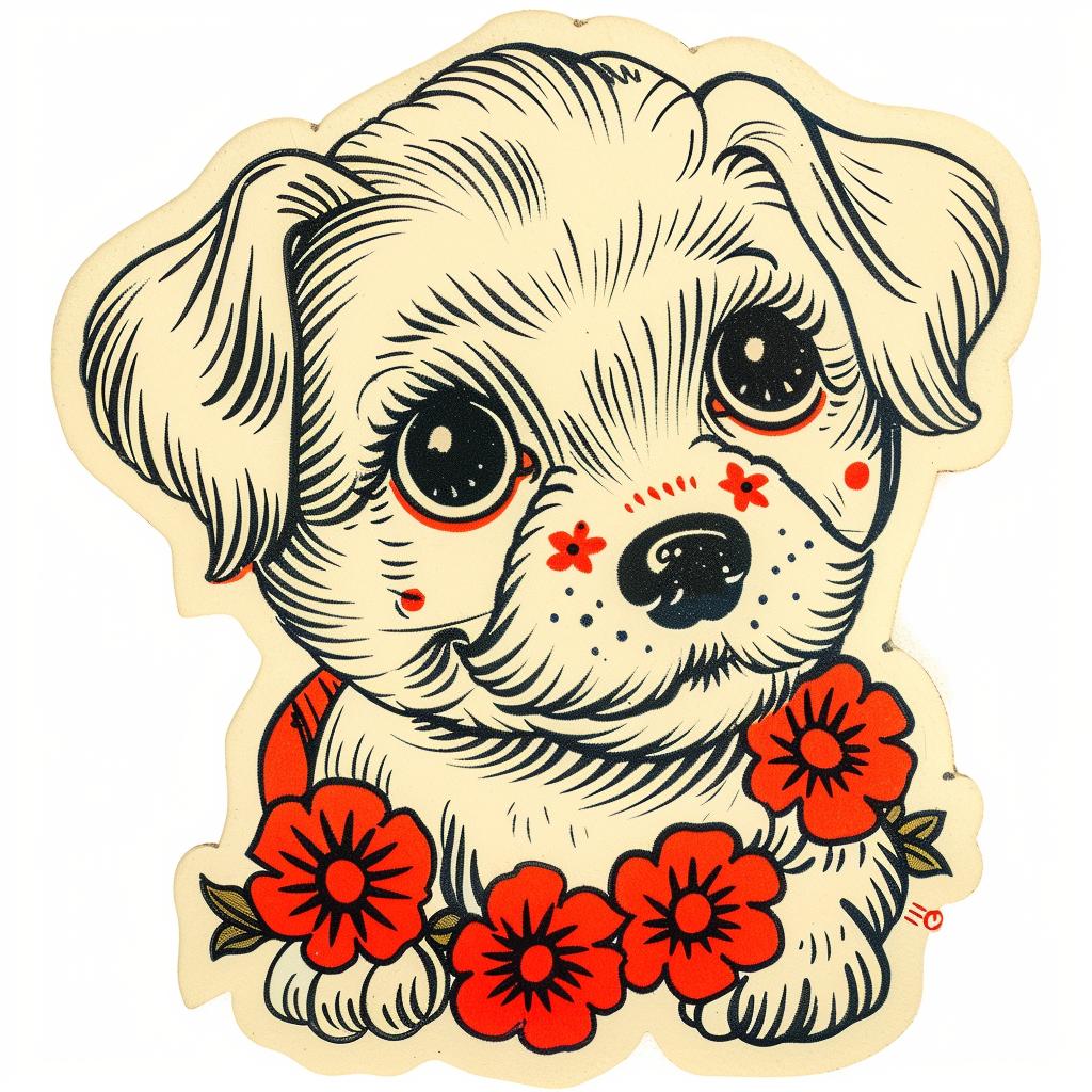 dog  sticker  flowers  cute  graphic  illustration  art  pet  design  decorative 942628