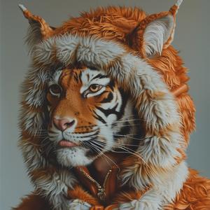 surreal  tiger  fur  coat  hat  Mitsumasa  Anno  Troy  Brooks  Risograph 1077420