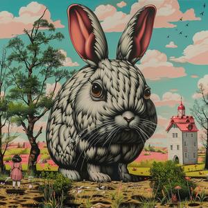 chromolithography  simple  minimal  rabbit  house  Sendak  illustration  art  whimsical  nature 1037314