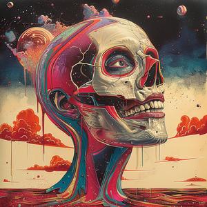 skull  colorful  painting  background  Walter  Van  Beirendonck  vibrant  design  expression 1039143