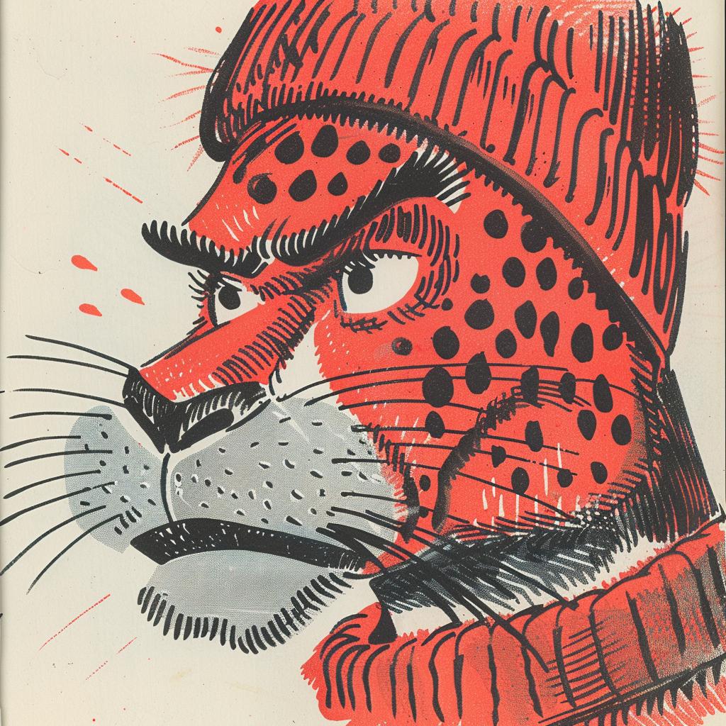 skullface  creature  portrait  vibrant  comic  illustration  1950s  cap  leopard  hat 921589