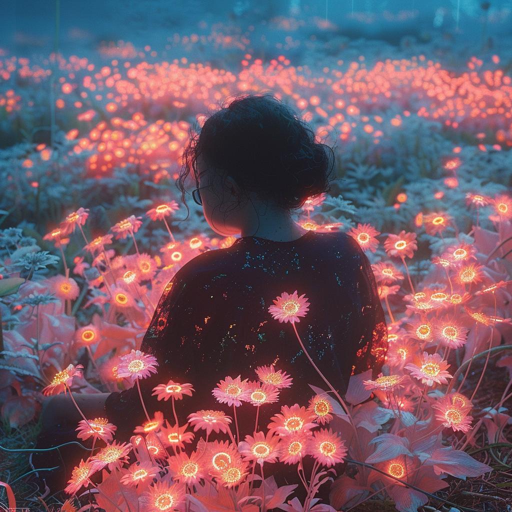 album  cover  neon  woman  flowers  pink  colorful  vibrant  flowerpunk  art 976640