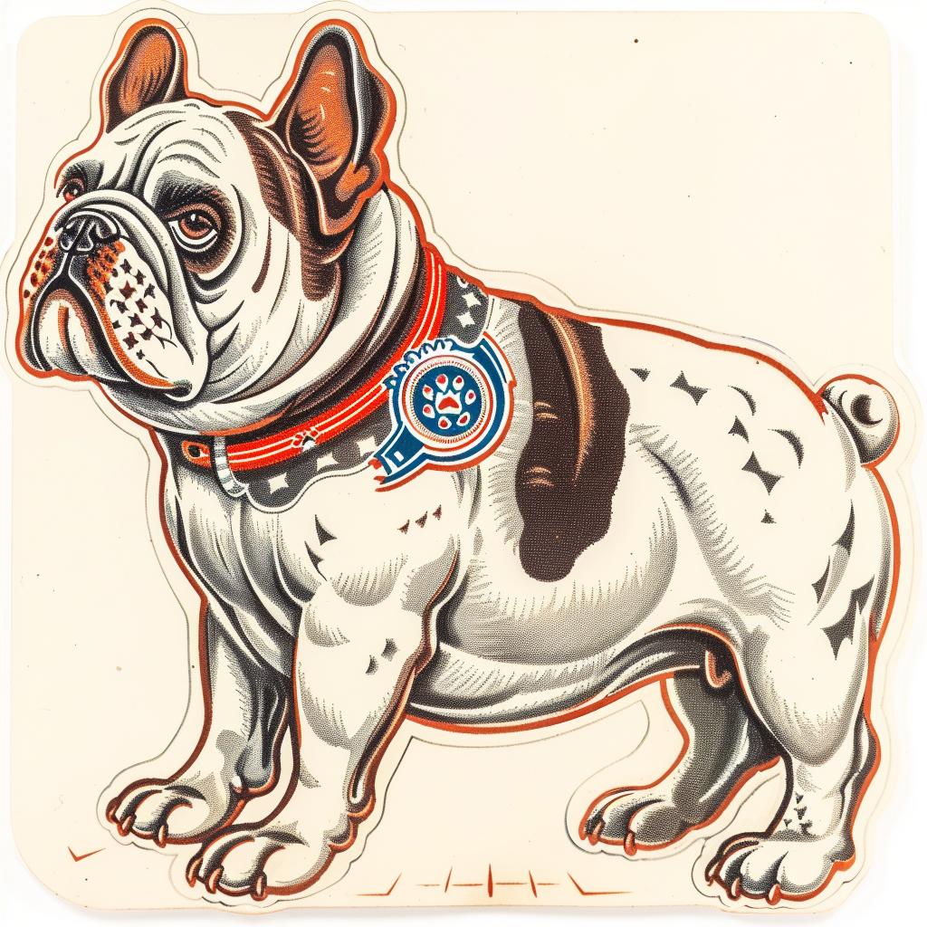 dog  bulldog  sticker  red  collar  cute  pet  animal  white  background 943025