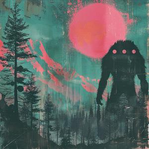 kaiju  monster  horror  surreal  sunset  forest  saturated  volumetric  chaos  crosshatching 1038952