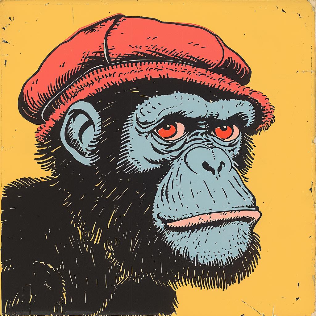 monkey  cap  vivid  colorful  Kirby  illustration  portrait  ominous  comic  playful 921444