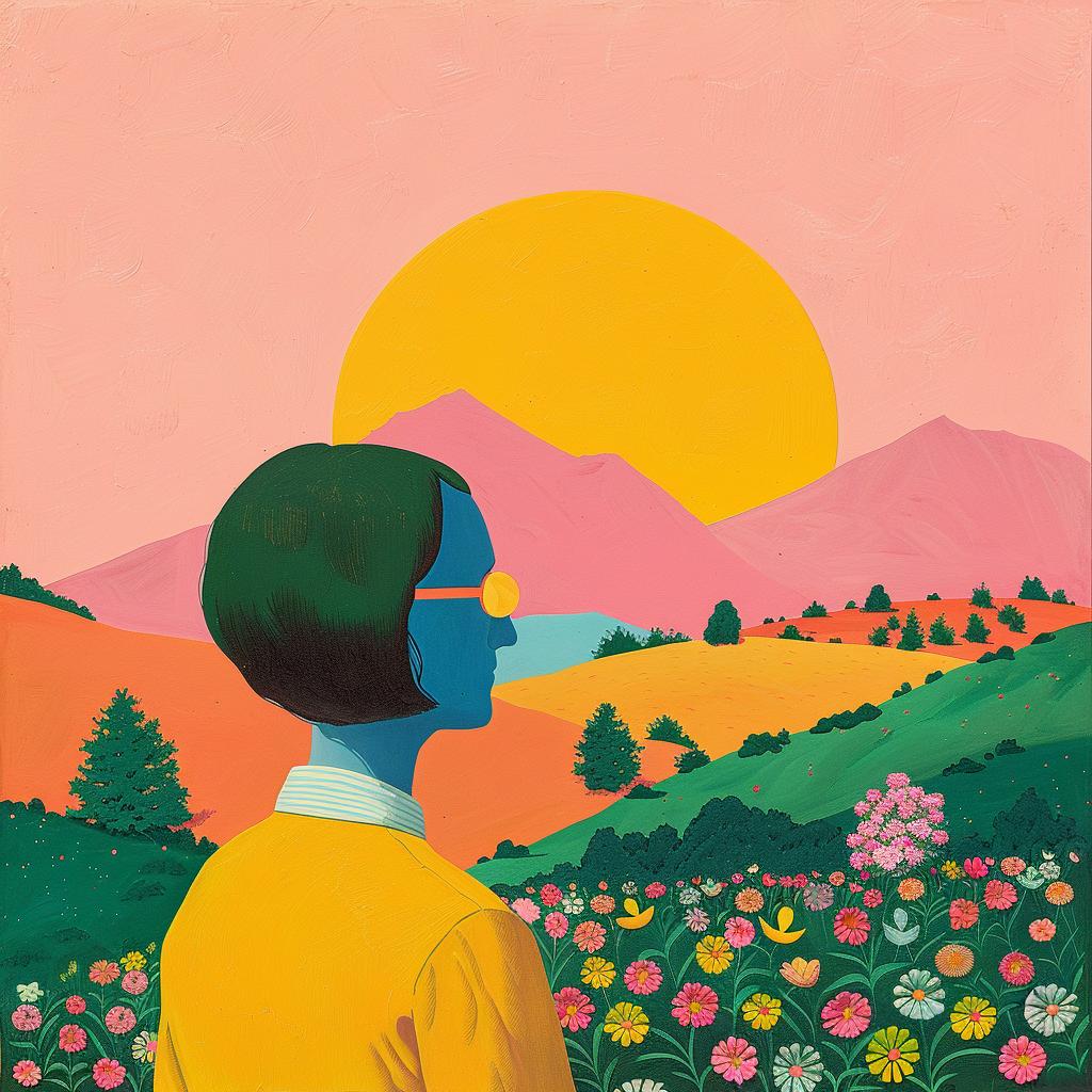 surreal  album  cover  woman  yellow  shirt  sunglasses  flowers  creative  art 1019238