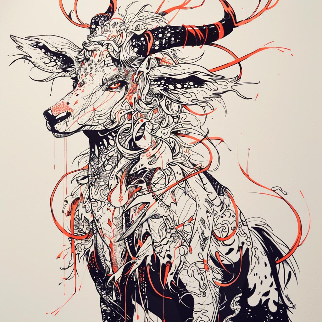mythical  creature  hybrid  goat  horns  drawing  fantasy  unique  wildlife  exploration 953278
