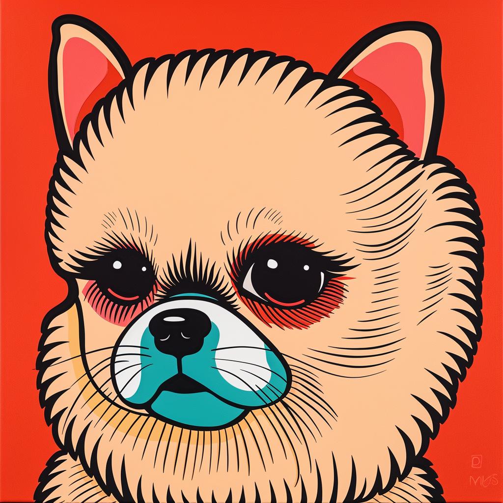 pomeranian  dog  painting  blue  eyes  portrait  canine  cute  animal  artwork 1024008