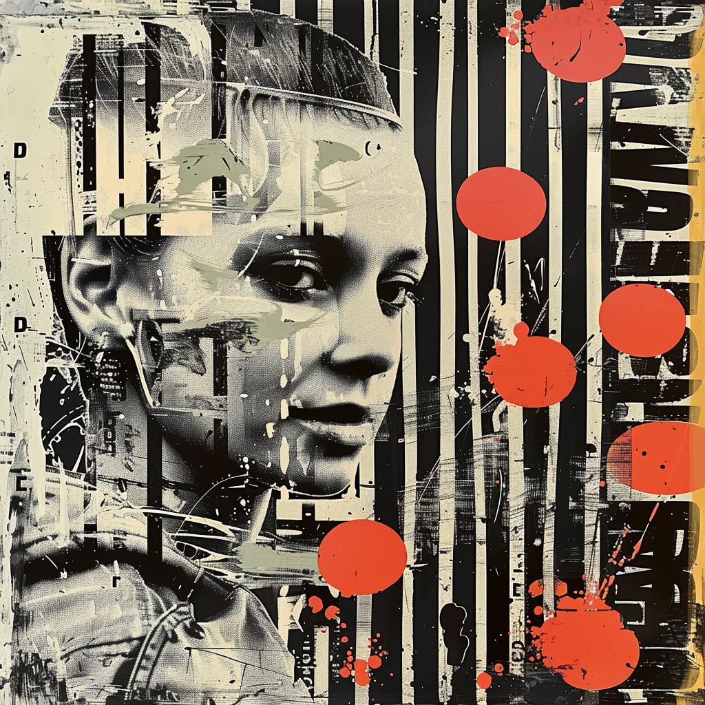 woman  red  dots  face  collage  abstract  vibrant  expressive  colorful  modern 940085