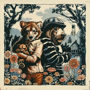 chromolithography  bears  dog  poster  illustration  colorful  animals  nature  print  art 1049159