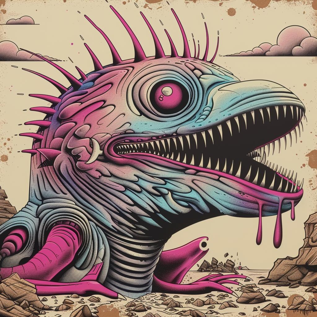 lizard  illustration  colorful  pink  blue  creature  fantasy  playful  vibrant  unique 946820