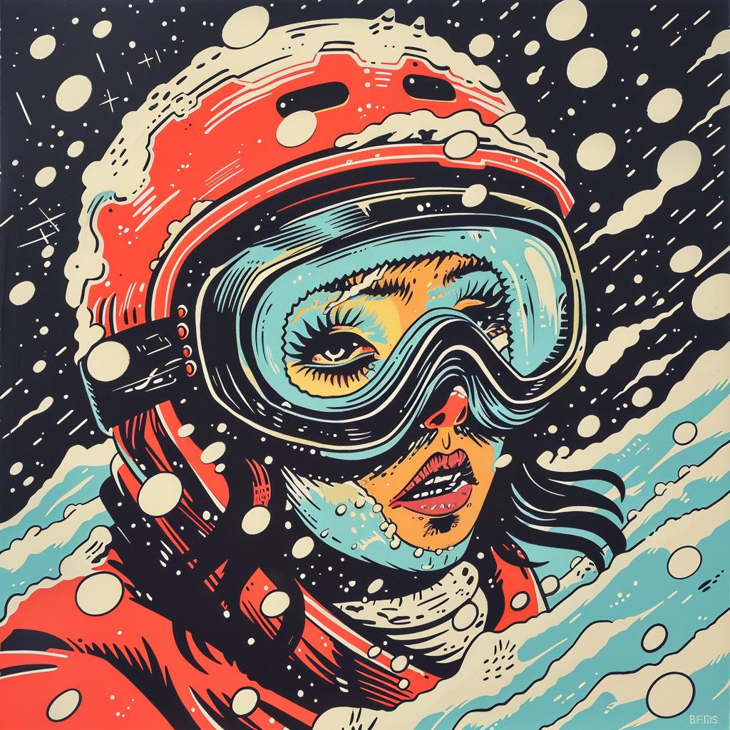 woman  goggles  red  jacket  poster  happy  fresh  powder  joy  snow 925793
